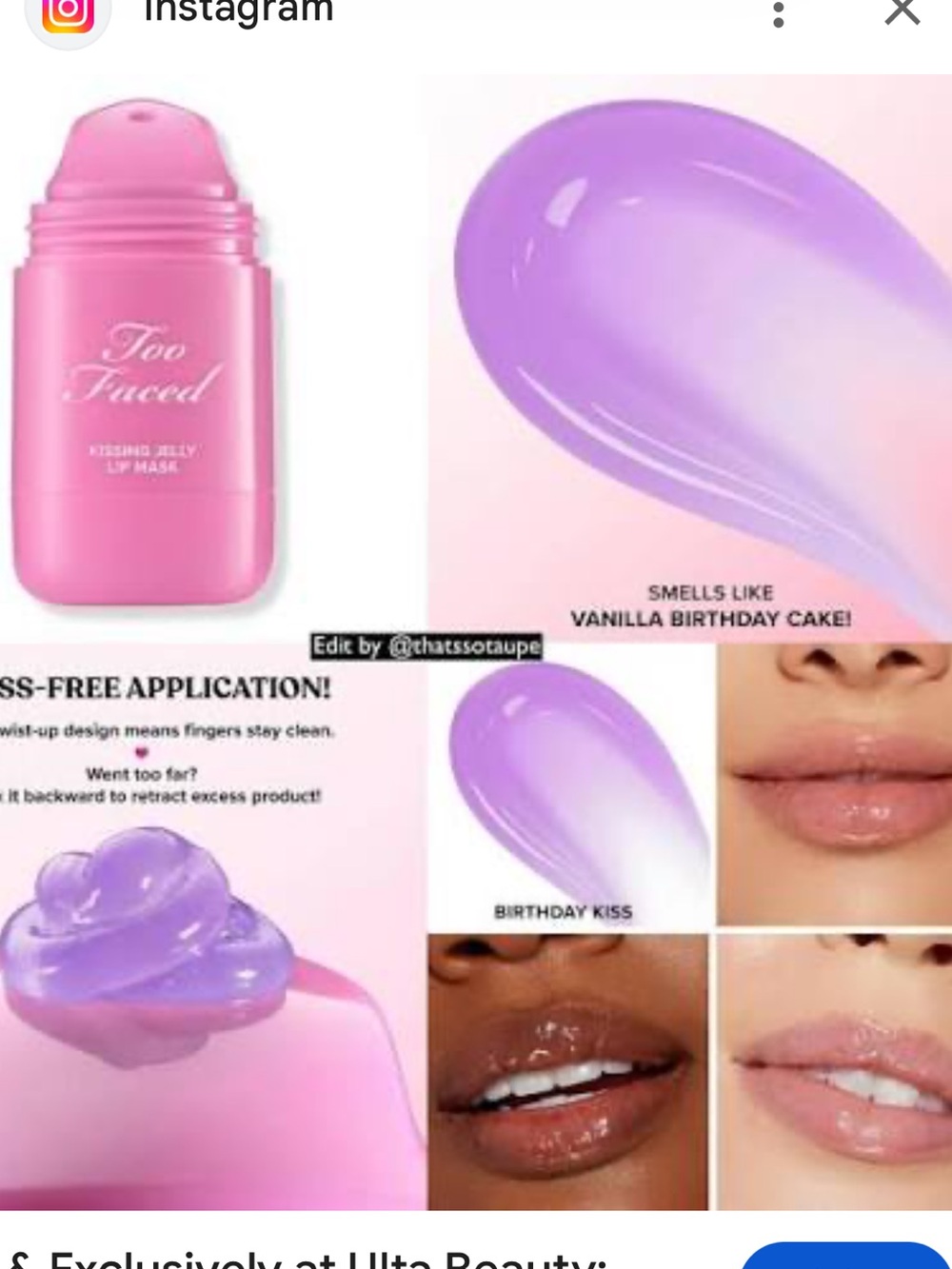 Too Faced Birthday Kiss Kissing Jelly Lip Mask